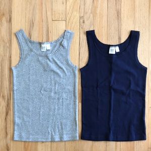 2 GAP kids tank tops, S (6-7), navy and gray, NWT
